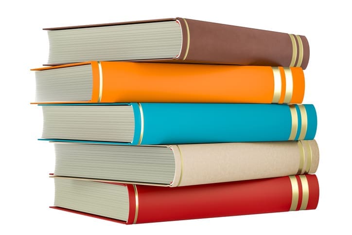 Stack of books, 3D rendering isolated on white background